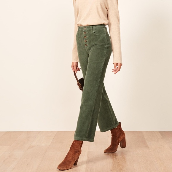 ❌SOLD❌ Reformation Green Corduroy Austin Pants - Picture 2 of 9